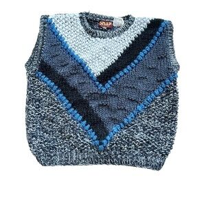 Vintage Snap By Knit-Set sz M Blue Chunky Knit Vest Bundle and Save
